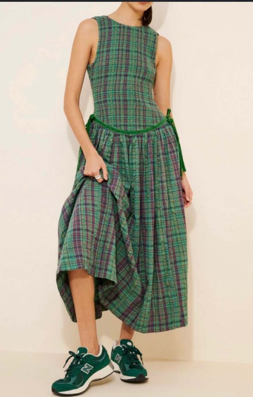 Free People Nightingale Plaid Midi Dress small